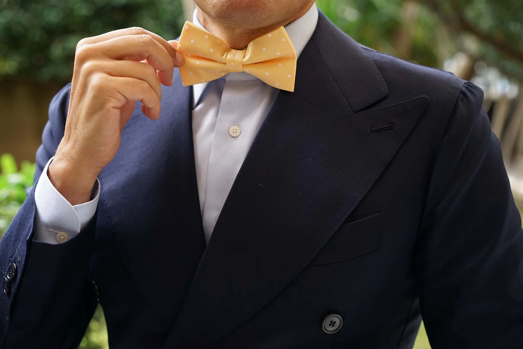 Yellow with White Polka Dots Bow Tie - Image 3