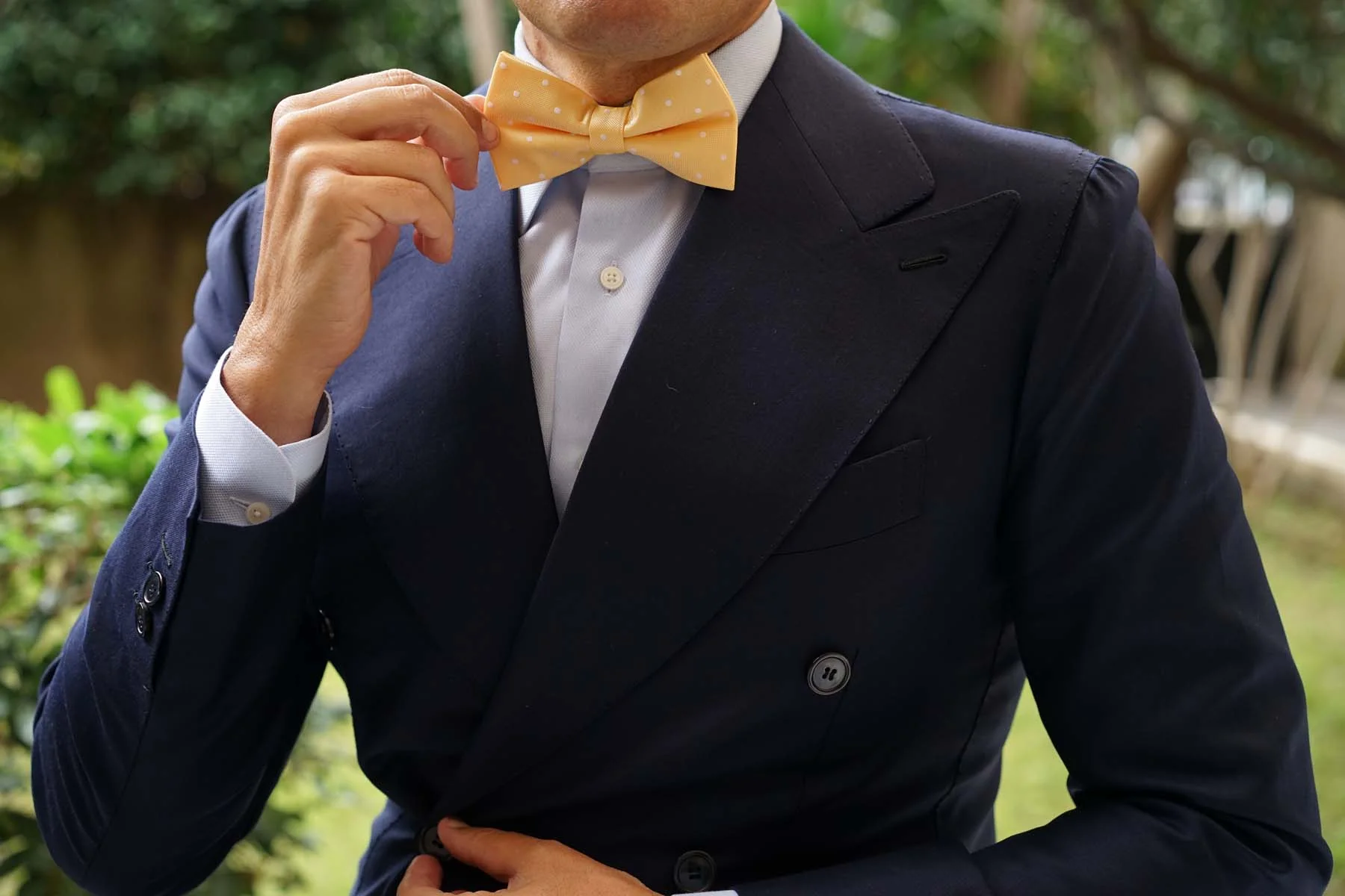 Yellow with White Polka Dots Bow Tie - Image 8