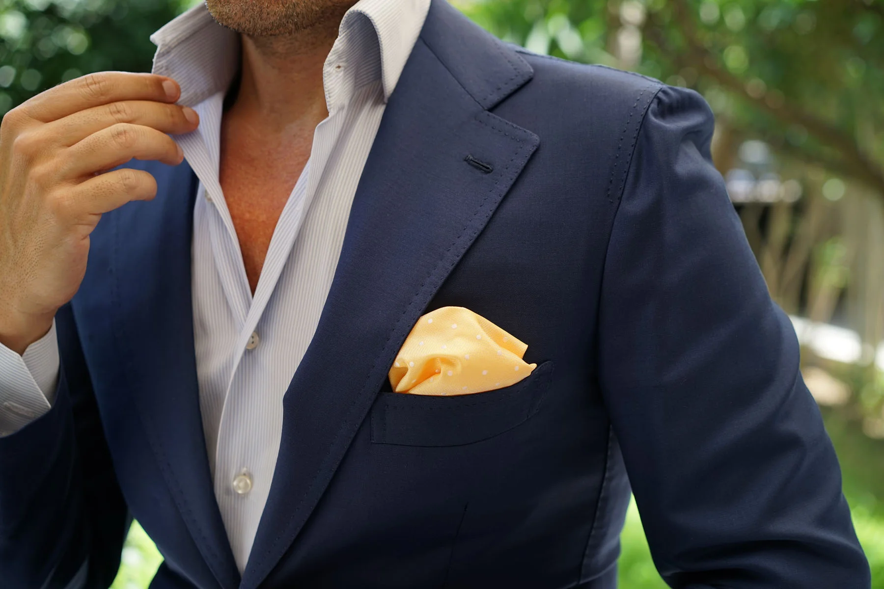 Yellow with White Polka Dots Pocket Square - Image 10