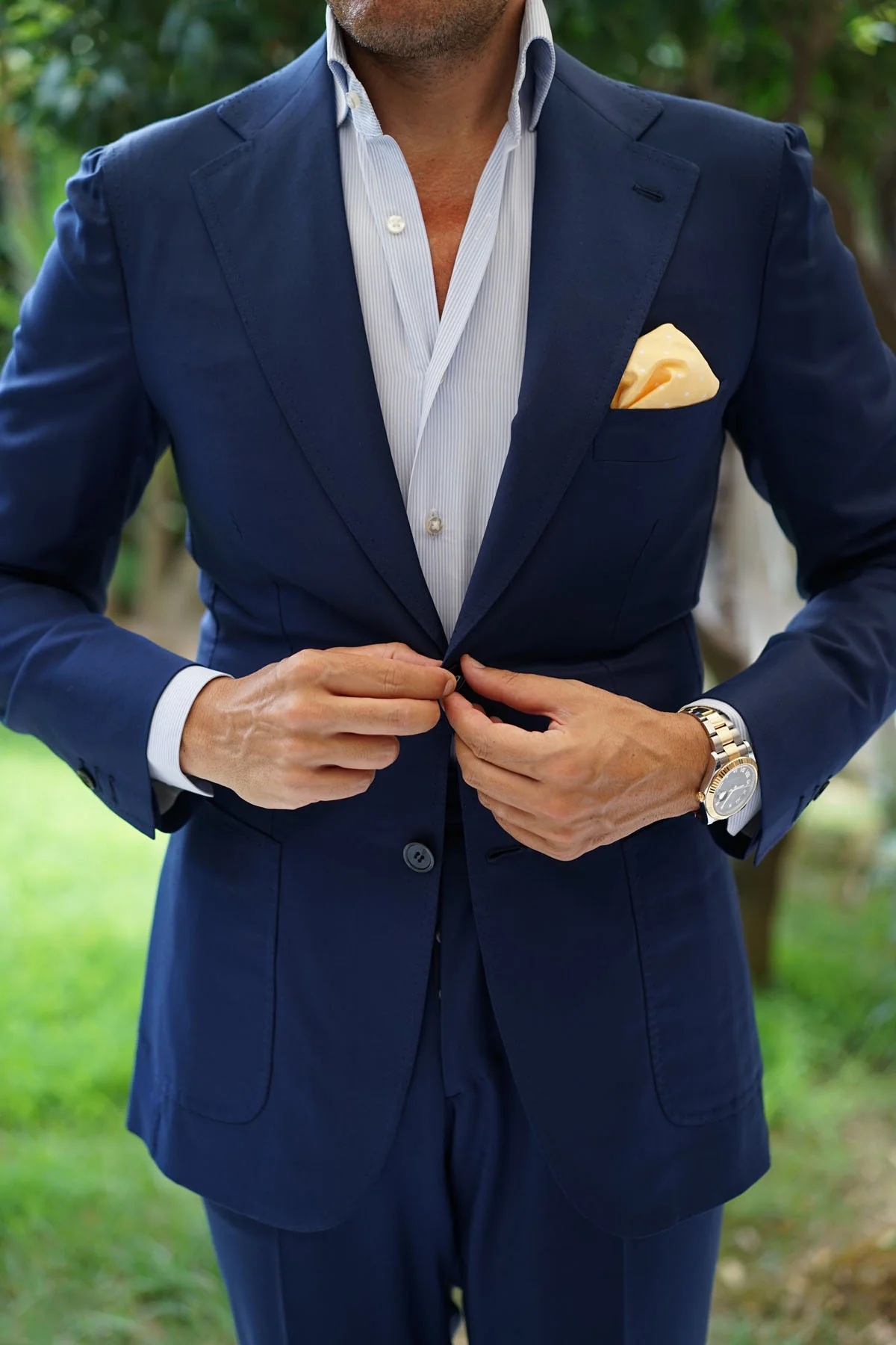 Yellow with White Polka Dots Pocket Square - Image 6