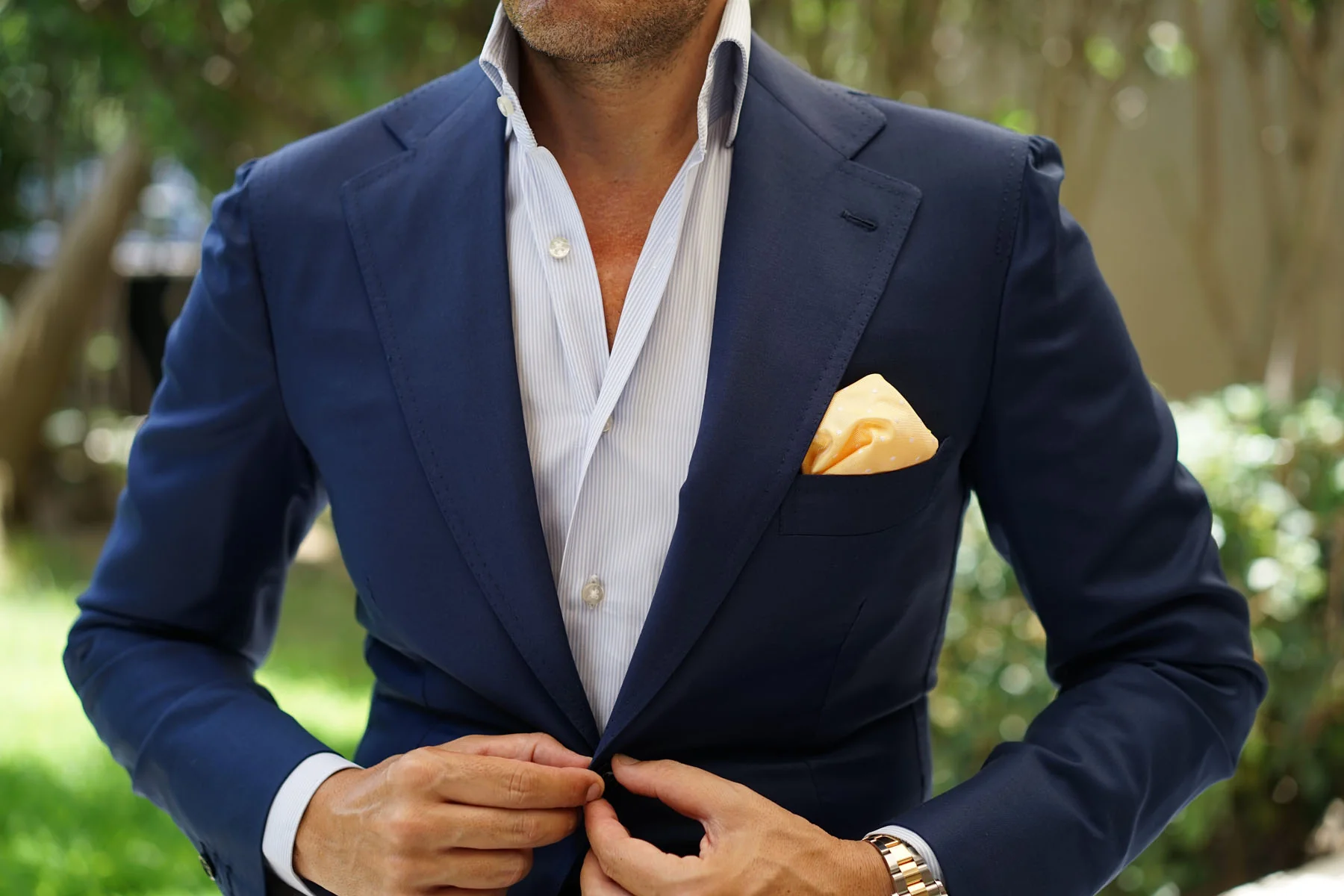 Yellow with White Polka Dots Pocket Square - Image 8