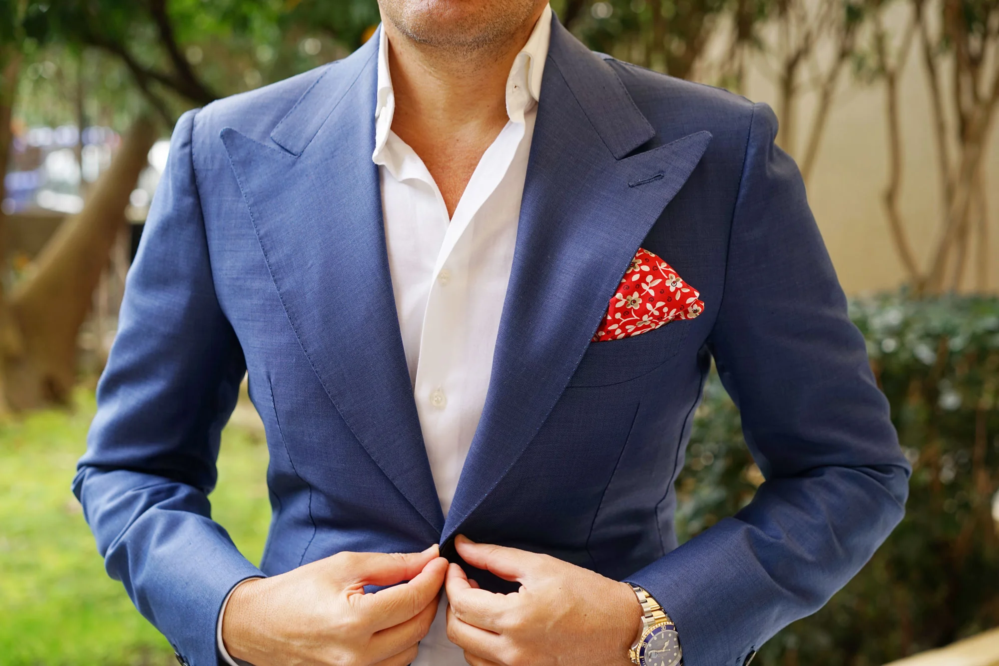 Yukata Red Floral Pocket Square - Image 3