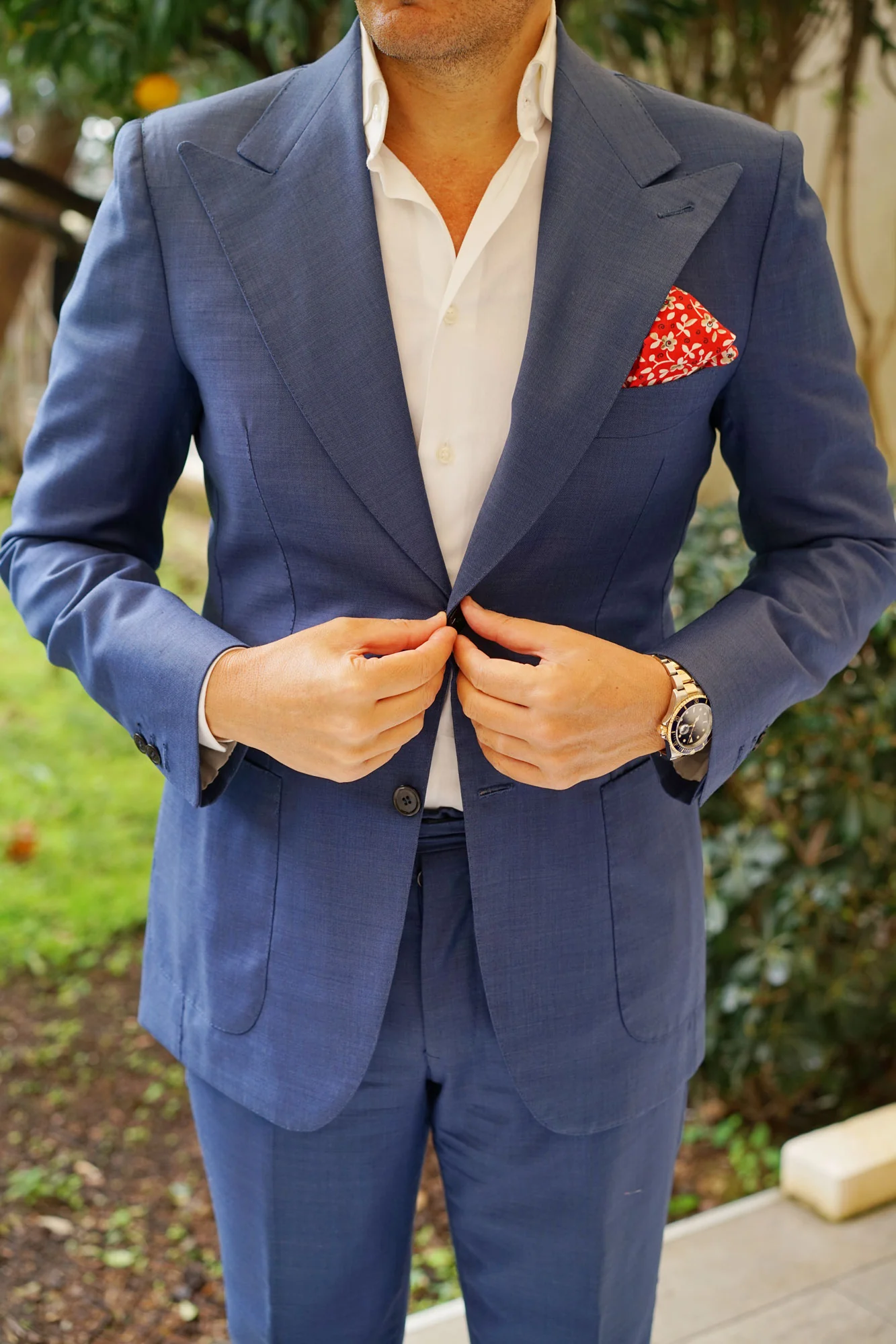 Yukata Red Floral Pocket Square - Image 4